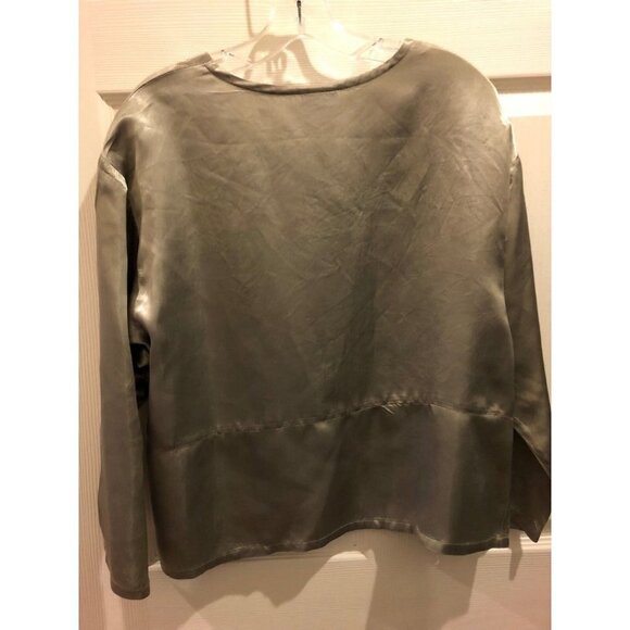 Carol Turner Collection Seafoam Green Crop Long Sleeve Acetate Top Shirt Small - Picture 5 of 6